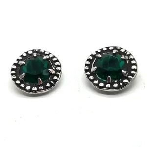 Marcasite Green Halo Clip on Earrings